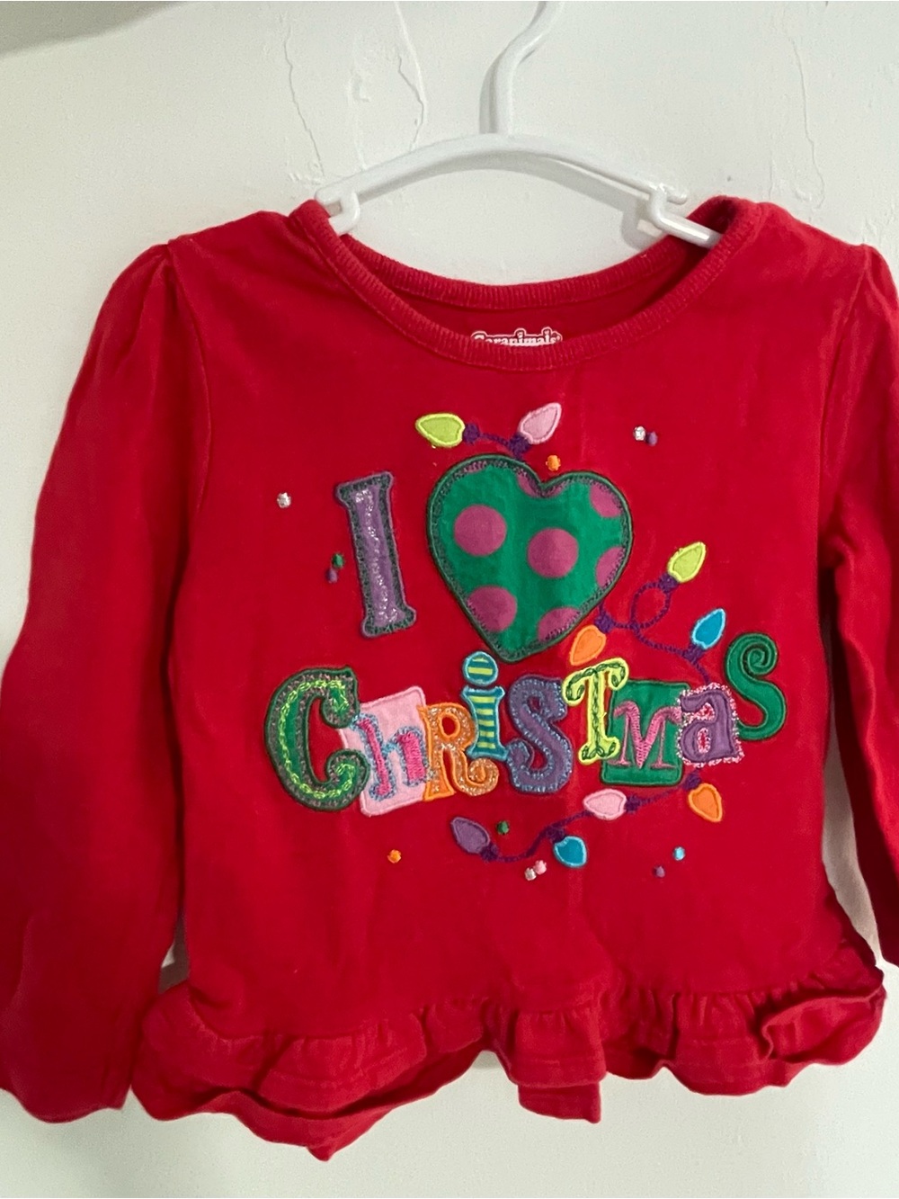 Garanimals Red Long-Sleeve 'I ♥ Christmas' Ruffle-Hem Top